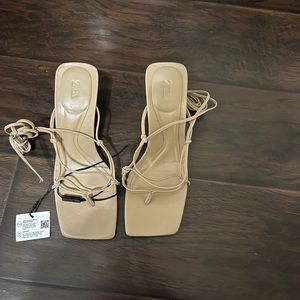 NWT Zara Nude Strappy Sandals